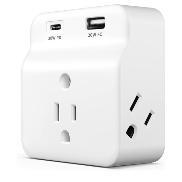USB-C PD Surge Protector 3-Outlet Wall Tap - Picture 1 of 8